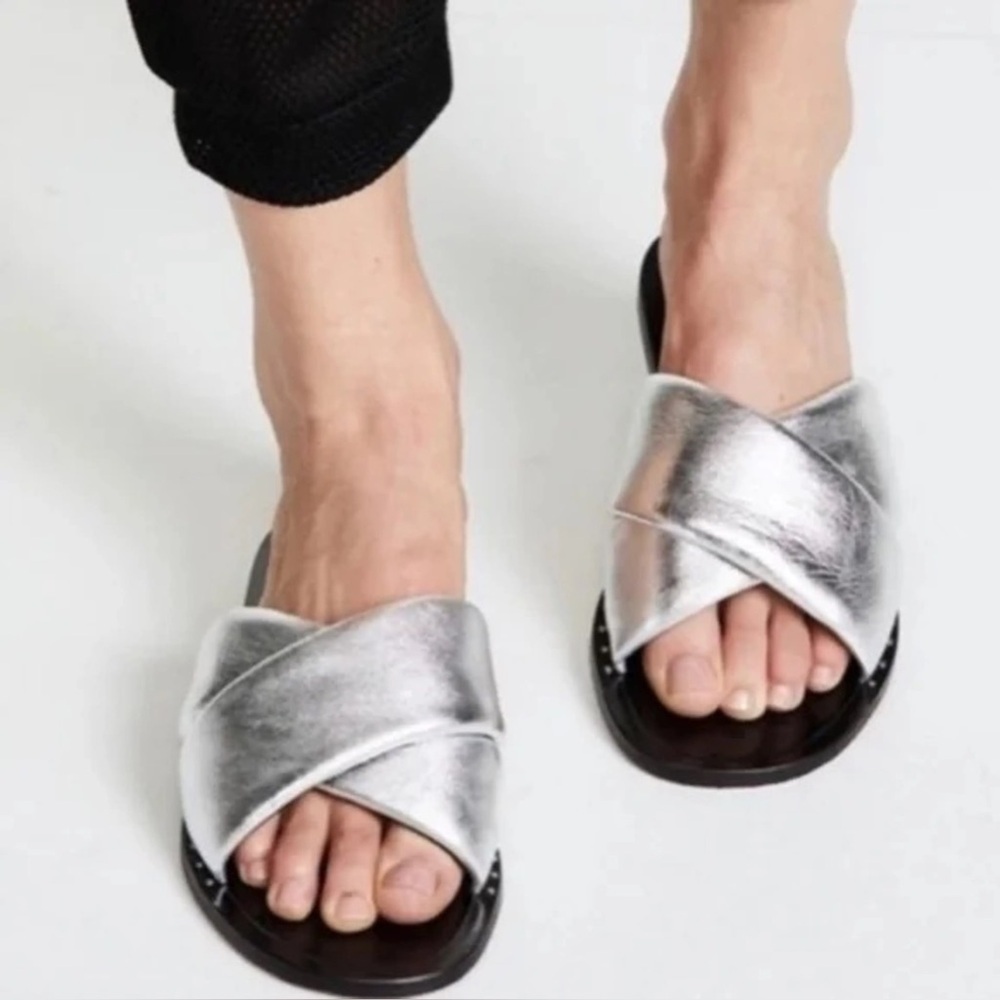 Rag And Bone Keaton Slide In Silver Size 8 - image 1